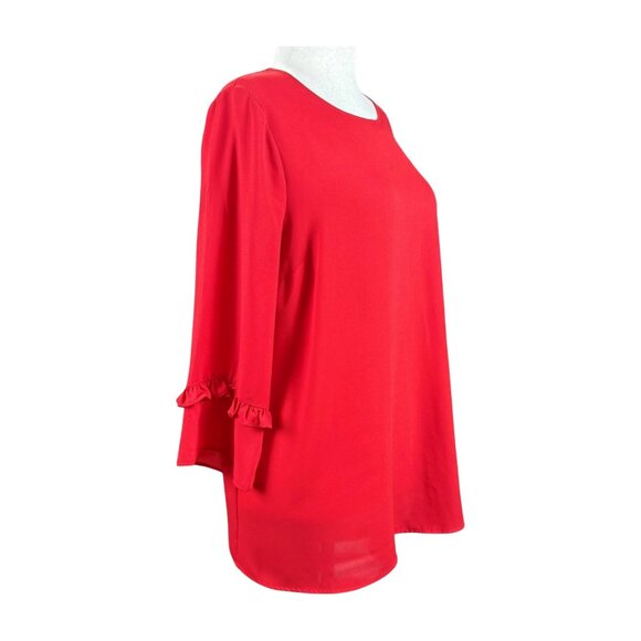 MOTHERHOOD MATERNITY RED BLOUSE WITH RUFFLED SLEEVES, SIZE M - Picture 4 of 4